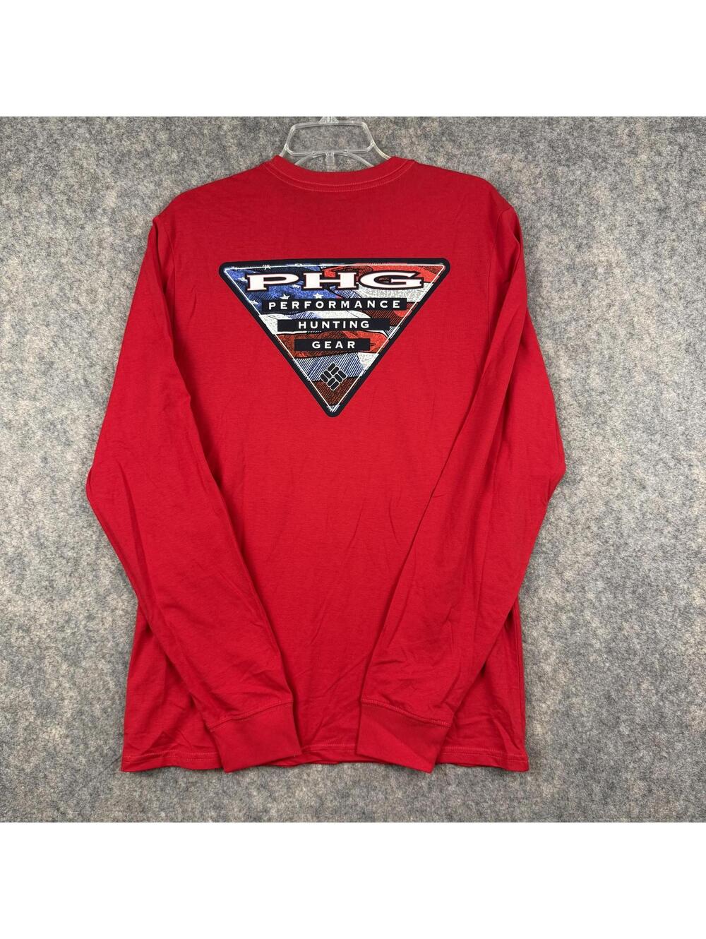 Columbia PHG Men’s Long Sleeve Hunting Fishing Shirt Red Navy USA Medium 766